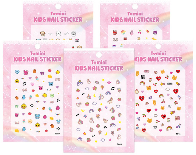 투미니 키즈 네일스티커 트윙클 쥬얼리 타투, 1세트, 데코스타일5장