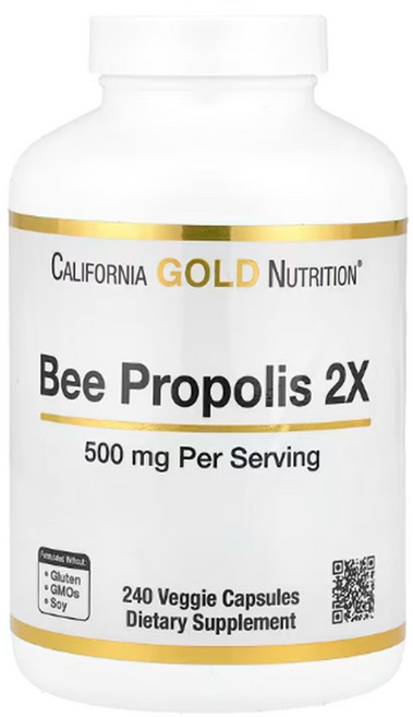 "California Gold Nutrition Bee Propolis 2X 500 mg 캘리포니아 골드 CGN 비 프로폴리스 240베지캡슐", 240정, 1개