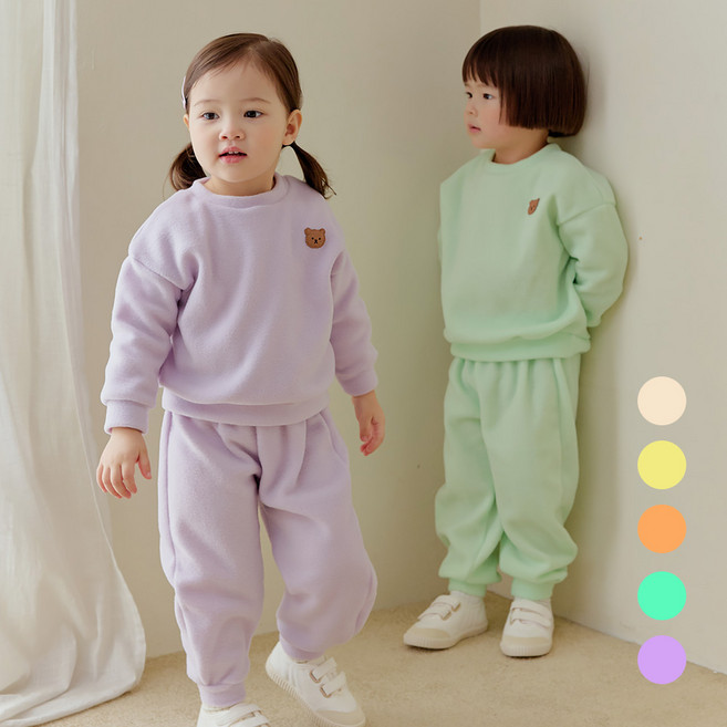 키키스토리 솜사탕 유아 아동 후리스 상하복 세트