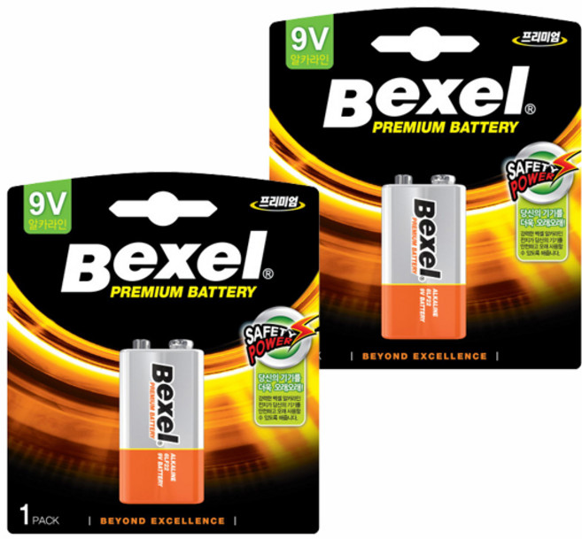 벡셀 알카라인 건전지 9V 카드형 1입, 1개입, 2개
