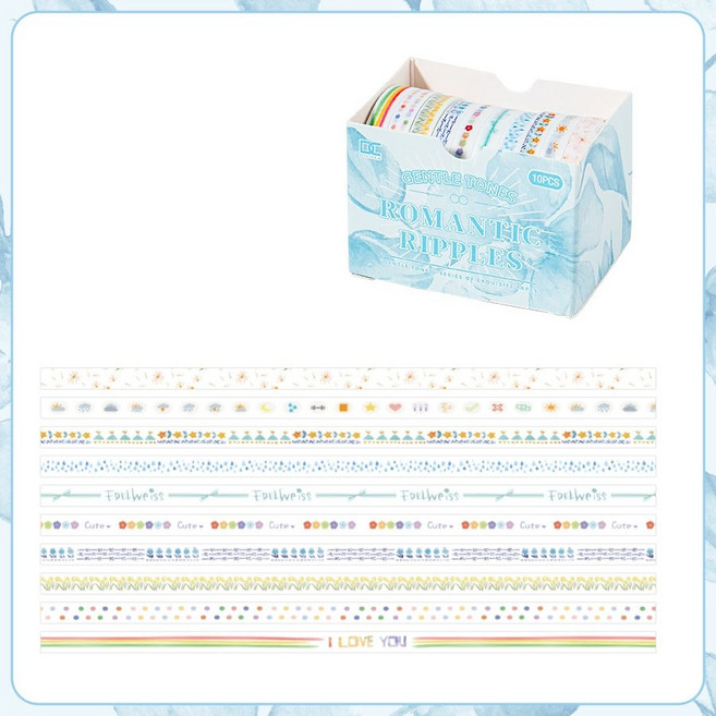 올리브파티 빈티지 감성 다꾸 마테 마스킹테이프 5mm 10개 세트, 1세트, 로맨틱