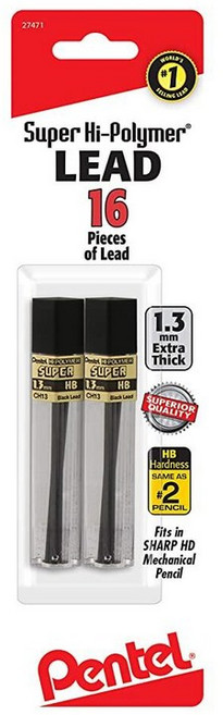 펜텔 Pentel 슈퍼 하이 폴리머 샤프심 리필1.3mm HB 8개입/튜브 2팩CH13BPHB2 151499