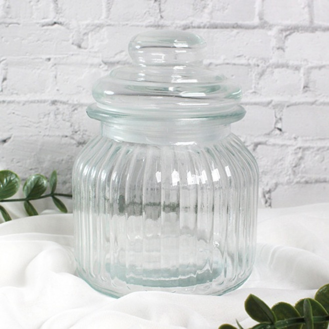 캔들용기 양초유리용기 - 돔줄무늬(대) 500ml, 1개