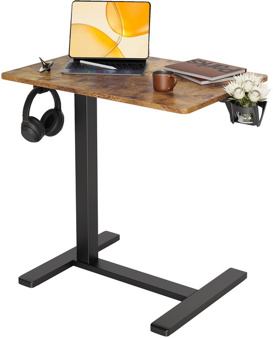 Claiks유압식 높이조절 테이블 이동식 사이드테이블 사이드데스크 침대 책상 쇼파 테이블 침실 테이블 보조 책상, 복고