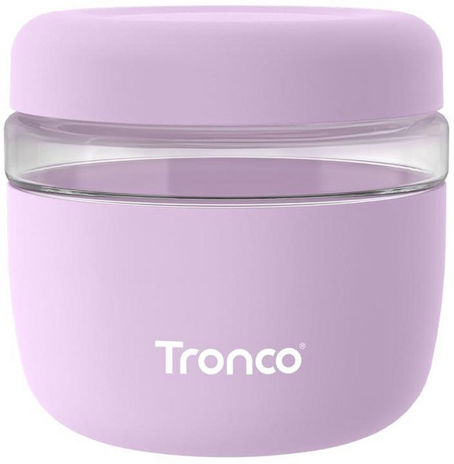 Tronco 뚜껑이 있는 473.2ml(16온스) 유리 식품 보관 용기 밀폐 누출 및 흘림 방지 도시락 그릇 밀프렙 샐러드 요거트 수프 스튜용 전자레인지 식기세척기, 라일락