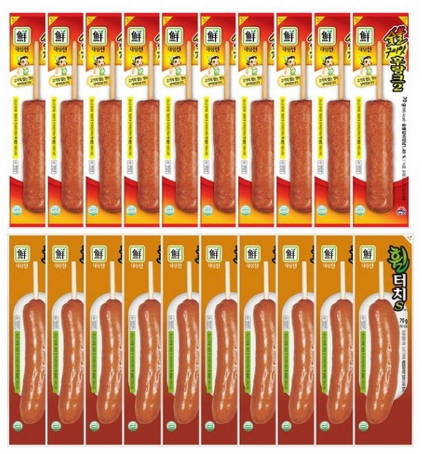 사조대림 핫바 휠터치 70g x 10개 + 숯불구이 후랑크 70g x 10개 총 20개