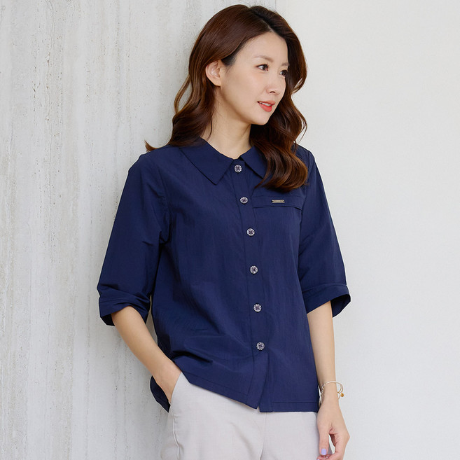 이브바바 쿨 인견 나일론 7부 오픈 셔츠 블라우스 남방 자켓