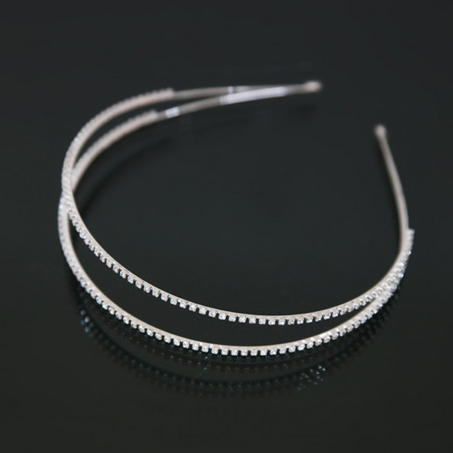 루머스 투라인 슬림큐빅 헤어밴드 베이직 두줄 머리띠 셀프웨딩