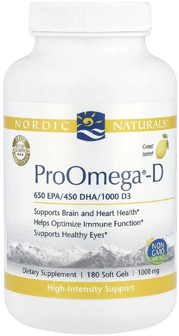노르딕내추럴스 프로오메가 D ProOmega-D 오메가3 EPA DHA 레몬 180정, 1개 - 쿠팡