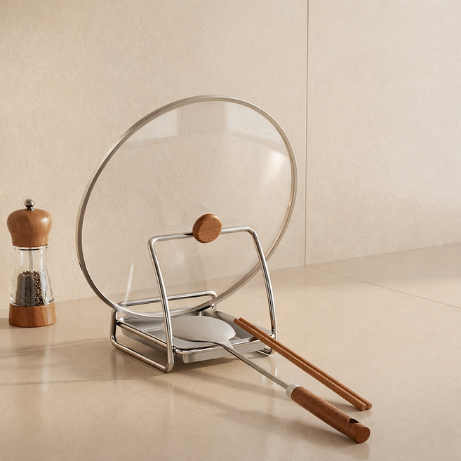 바오르 304 올스텐 냄비뚜껑 거치대 조리도구 받침대, 1개, 실버