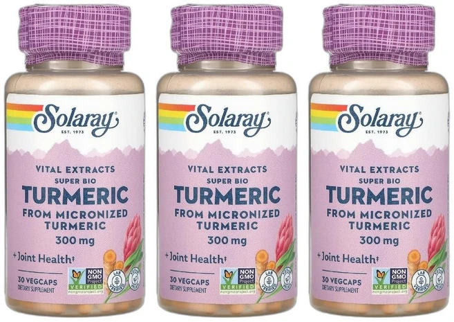 솔라레이 Vital Extracts 슈퍼 바이오 강황 300mg 베지 캡슐 30정 3병 - 쿠팡