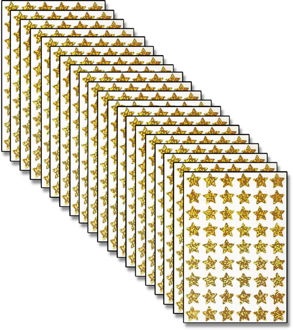 이음모음 홀로그램 반짝이 별스티커 15mm, 1080개, 골드