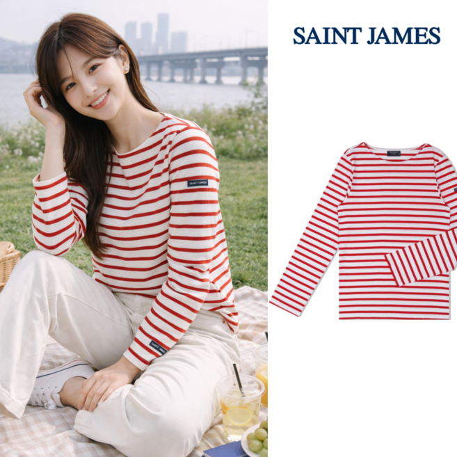세인트제임스 긴팔티셔츠 밍콰이어 모던 스트라이프 롱슬리브 9858-KD