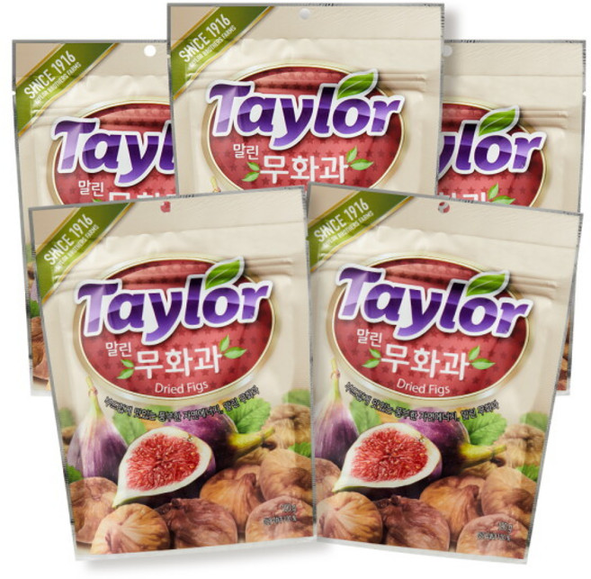 [테일러팜스] [ 공식] 말린 무화과 190g x 5봉, 5개