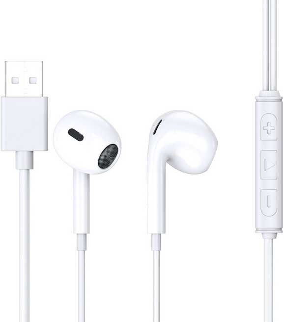 USB電腦耳機, 白色, HSF-186 WHITE