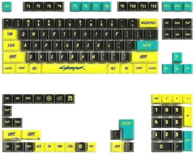 우팅 호환 키캡 129키 측면 그라데이션 PBT 기계식키보드 커스텀 각인, A.옐로우-129키캡(키보드제외)