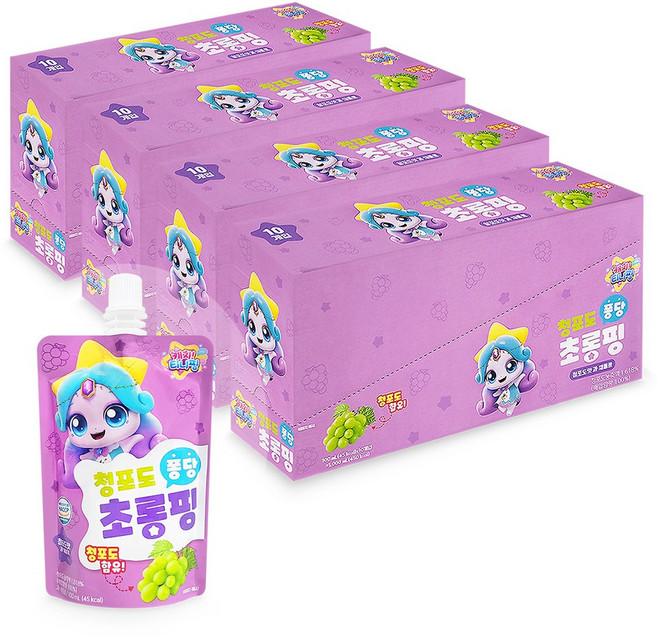 캐치티니핑 청포도 퐁당 초롱핑 음료 파우치 과채음료, 40개, 100ml