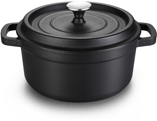 인덕션 가스레인지 모두 사용가능 무쇠주물 냄비 20cm, 블랙, 1개