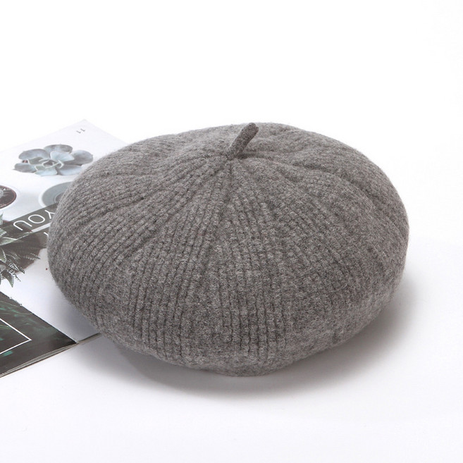 일본산 양모 베레모 여 퓨어 호박모자 보온 화가모자 가을 겨울모자