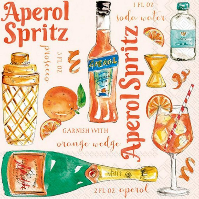 IHR 이상적인 집 범위 칵테일 냅킨 일회용 3겹 종이 파티 팩 5인치 x 아페롤 스프리츠 20개, Aperol Spritz, 5" x 5"