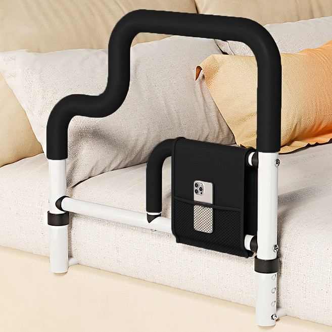 난간 낙상방지 침대가드 안전바 펜스 보조 손잡이, 높이조절형 블랙