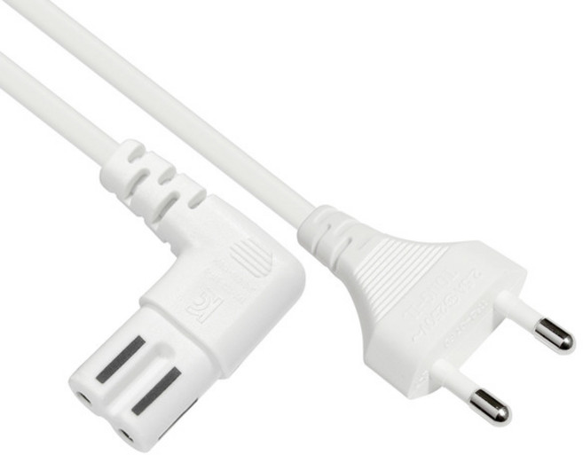 마하링크 국산 AC 8자 코드 ㄱ자 꺽임 파워케이블 2M ML-WL003 화이트 전원AC 220V 2.5A 0.75mm x 2C 노트북 아답터등 다양한 소형 가전기기에 사용, 1개