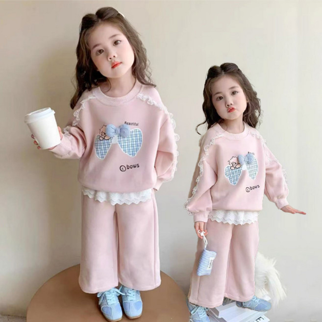 [더사랑이] 앤젤리본상하복 키즈 아동복 유아 상하복 상의+하의 세트 여아상하복세트 등원룩 나들이룩