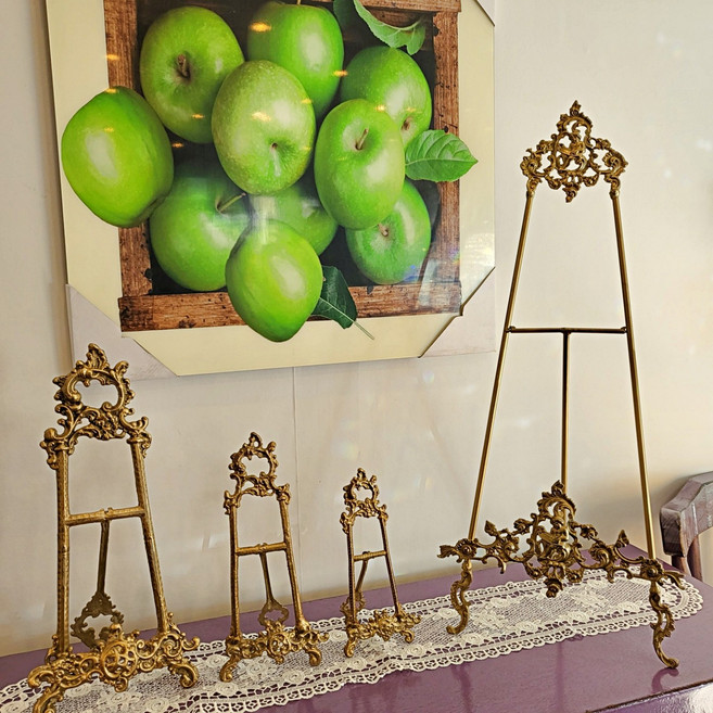 생활의향기 액자받침대 접시 받침 브론즈 이젤 엔틱 스탠드 거치대 소형 높이 21.5cm