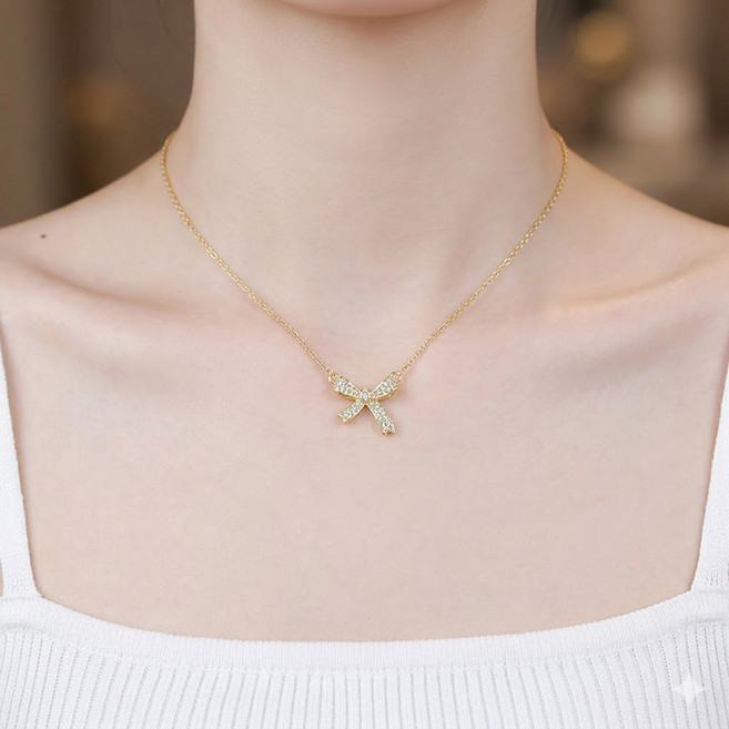 다예품 써지컬스틸 리본 목걸이 14k도금