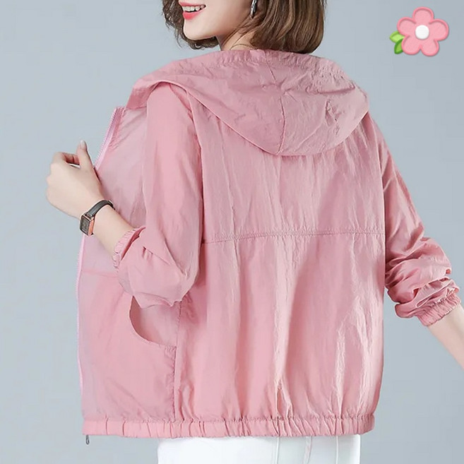 인기폭발 여성 경량 후드 바람막이 여름 자켓 루즈핏 햇빛 차단 옷 아웃도어 얇은 잠바 빅사이즈 바람막이