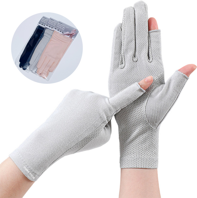 스윗콩 여성용 얇은 러닝 운전 스포츠 장갑 양손착용 세트, 그레이, 1세트