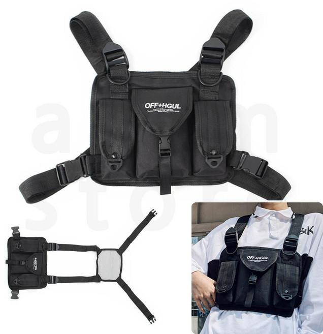 앞으로 메는 매는 소지품 조끼 핸드폰 가슴 가방 BLK