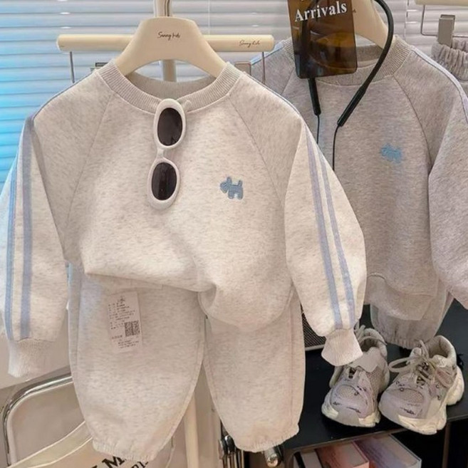 [앙디] F상하복 라인앤강아지스티치 (FE159) / (맨투맨티셔츠 + 츄리닝바지)_(아동복 의류 여아 남아 공용 봄 가을 상하세트 편안한 주니어 초등학생 퍼피)