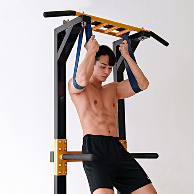 멜킨스포츠 마스터킹 치닝디핑 실내 철봉 기구 가정용 턱걸이 운동 딥스 풀업 바 홈짐 홈트레이닝 직접설치, 옐로우+다크네이비 (직접설치)