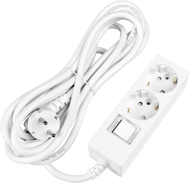 스윗홈 멀티탭 전기 콘센트 절전 캠핑 긴선 과부하차단 스위치 2구 10m, 과부하차단 2구 화이트, 1개, 7m