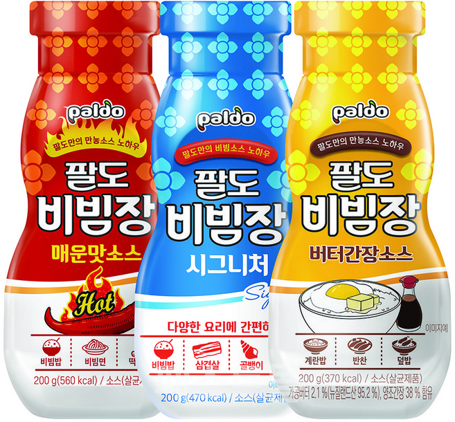 팔도 비빔장 시그니처 200g + 버터간장소스 200g + 매운맛소스 200g, 600g, 1세트