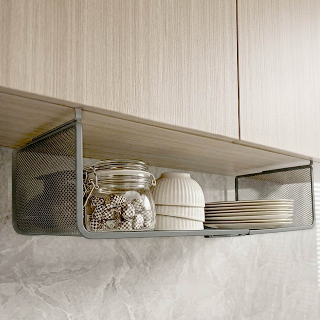 깔끔더하기 다용도 길이조절 슬라이딩 확장형 수납정리대 걸이형, 1개, 그레이