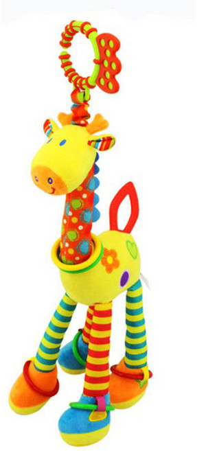 무미베베 차량용 카시트 인형 모빌 딸랑이 장난감, 레드기린, 1개