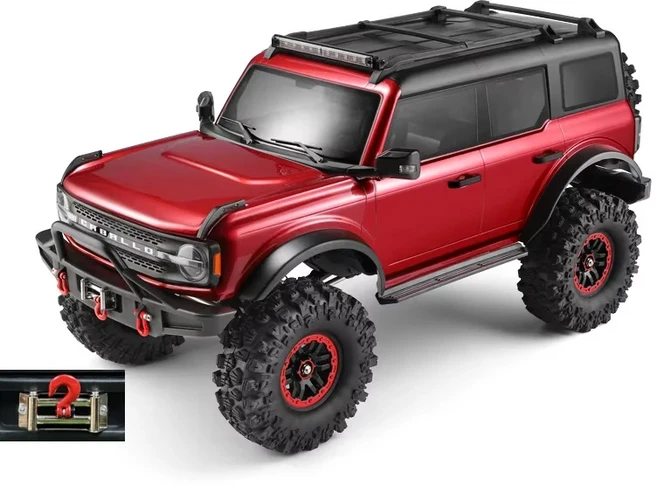 재고 있음 Wltoys 1/10 104020 RC 자동차 브론코 전동 윈치 장착 전문가용 RC 4x4 오프로드 클라이밍 차량, 04 Red with winch