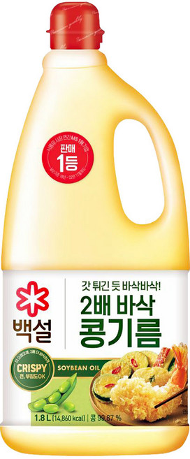CJ 백설 2배바삭 콩기름, 1.8L, 1개