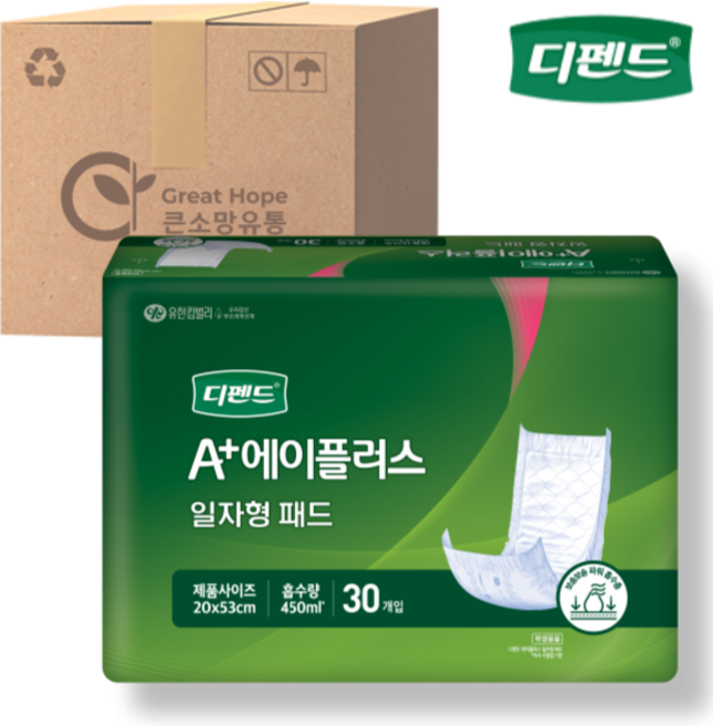 디펜드 에이플러스 환자용 성인 기저귀 패드, FREE(onesize), 30매, 4개