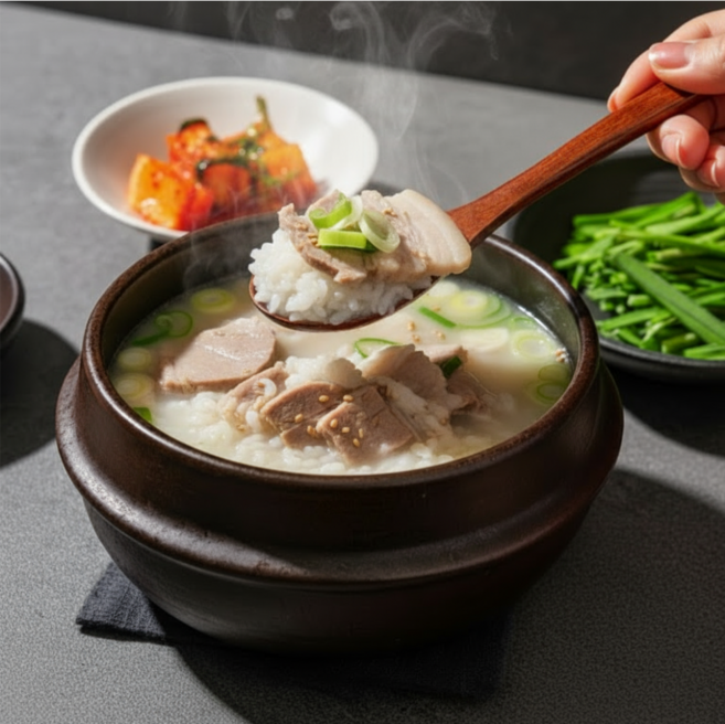 수백당 돼지국밥 24시간 우려낸 진한 육수 국내산 돼지뼈