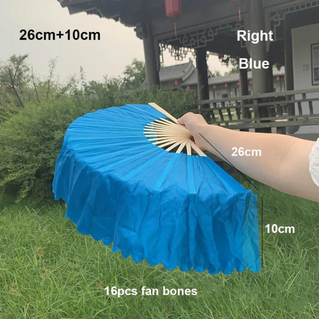 대나무 숏 벨리댄스 부채 반원형 실크 단색 스타일 수공 염색, 8. 7, 1개