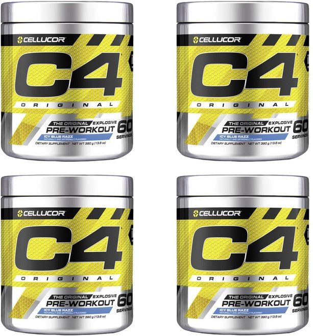CELLUCOR C4 Original預鍛鍊粉 藍覆盆莓風味, 396g, 4罐