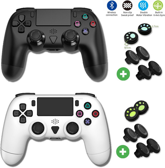 PS4 무선 컨트롤러 DOBE 클론 무선 컨트롤러 / PS4 PC호환 / 고성능 배터리 / 강력한 진동 / 듀얼쇼크 / 냥발2개, 1개, 화이트