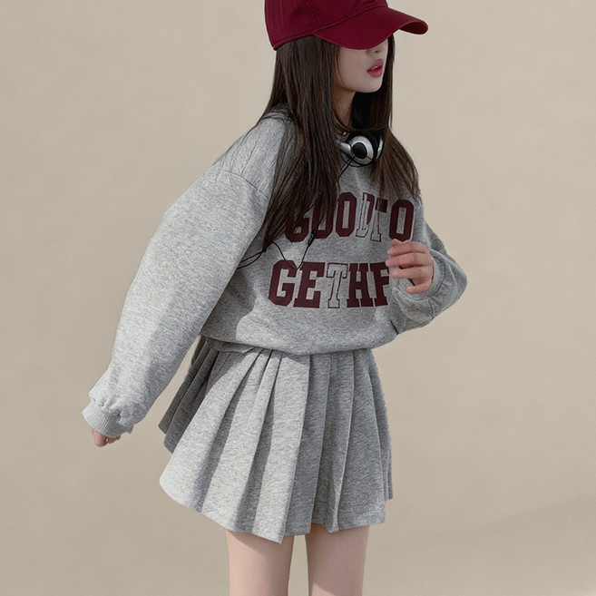 베비포 루즈핏 맨투맨 주름치마 세트 -GE8