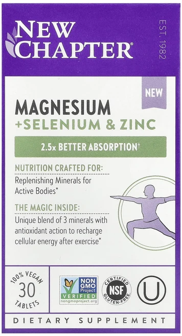 새해 첫좋은선물 New Chapter Magnesium + Selenium & Zinc 30 Vegan Tablets 제대로 할인합니다, NewChapterMagnesiumSeleniumZin, 1개, 30정 - 쿠팡