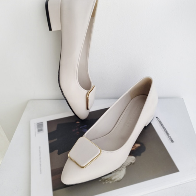 가이아슈 여성용 발편한 클레오 스퀘어 장식 펌프스 여성구두 (3cm 5cm)