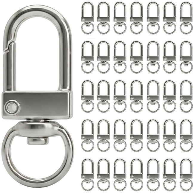 말랑베이비 컬러 D고리 열쇠고리 부자재 대용량, 50개, 크롬실버