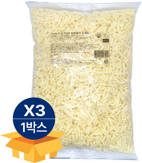 썬리취 디오 SG10 모짜렐라 고다 피자치즈 자연100 2.5kg 냉장, 3개